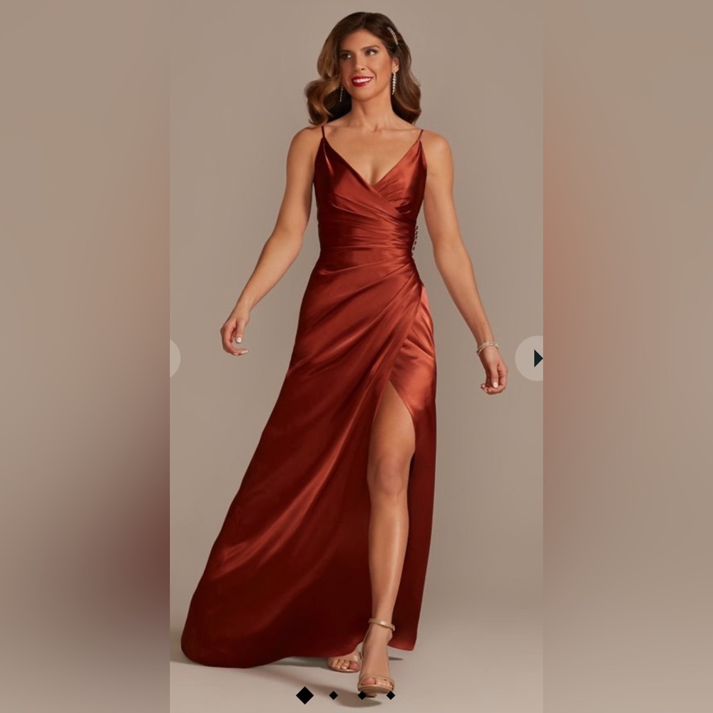 Sz4 Galina Signature Charmeuse One-Shoulder Bridesmaid Dress